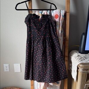 Madewell Black Dress with Red Strawberry Print